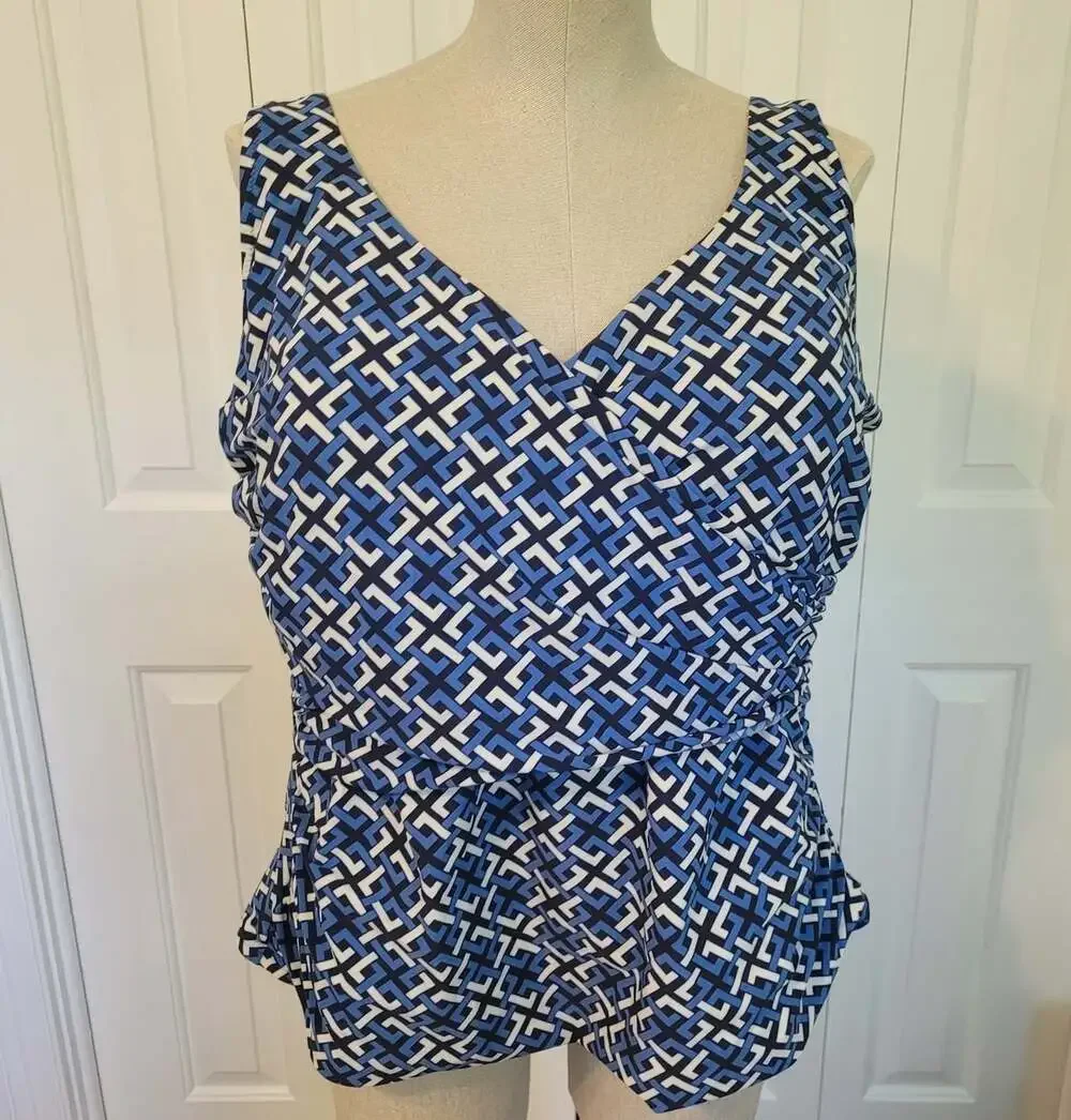 Lands' End Tankini Top Women's Size 20W Built in Bra Adjustable Straps